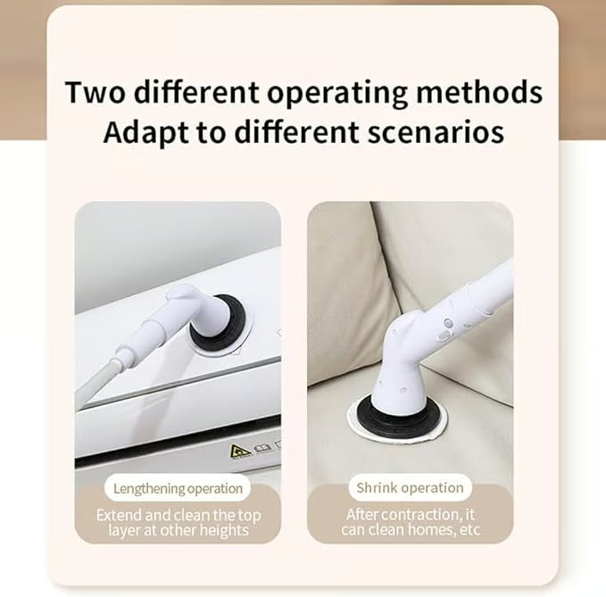 Electric Spin Scrubber – Cordless Power Scrubber with 6 Replaceable Brush Heads & Extendable Handle