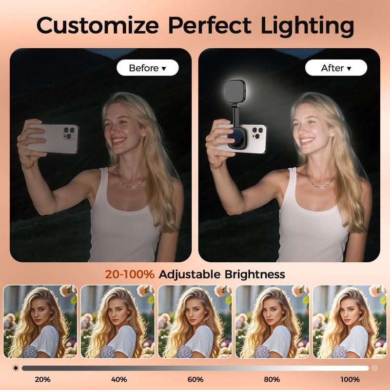 Mobile phone magnetic selfie fill light live shooting mini portable makeup mirror foldable pocket light LED light