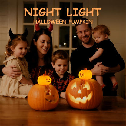 Halloween Pumpkin Night Light, Halloween Decorations Outdoor,Mini LED Pumpkin Lamp with 3 Level Dimmable, Nursery Nightlight for Kids, Silicone Rechargeable Bedside Touch Lamp, for Kids