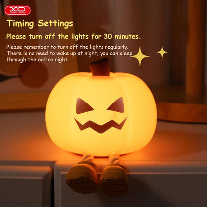 Halloween Pumpkin Night Light, Halloween Decorations Outdoor,Mini LED Pumpkin Lamp with 3 Level Dimmable, Nursery Nightlight for Kids, Silicone Rechargeable Bedside Touch Lamp, for Kids