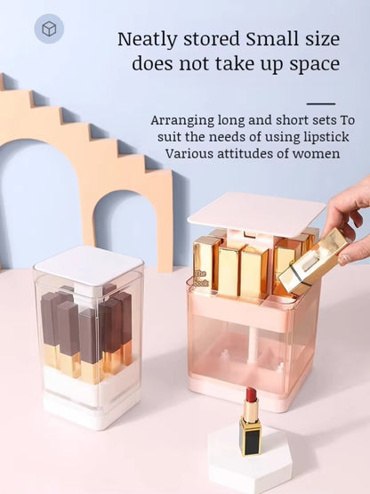 Transparent Large Capacity MultiCompartment Visual Lift Transparent Lipstick Organizer Dustproof Lipstick Desktop Storage Box