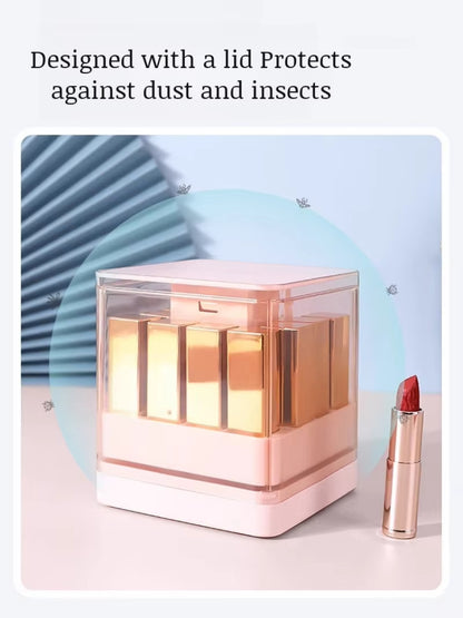 Transparent Large Capacity MultiCompartment Visual Lift Transparent Lipstick Organizer Dustproof Lipstick Desktop Storage Box