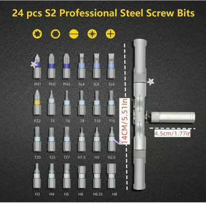🔥24 in 1 DlY Screwdriver Set Magnetic Compact and Portable Ratchet Screwdriver